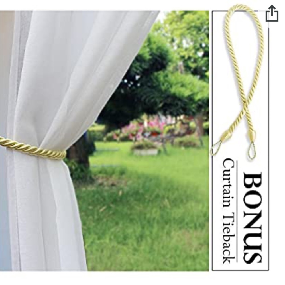 RYB Home long Sheer linen look grommet curtains